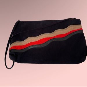 Vintage Reva Black Ultra suede Handbag Purse 80’s